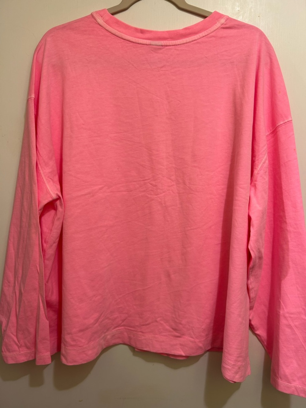 Old Navy Womens Bright Pink Cotton Oversize Long Sleeve Vintage Washed Tee,Sz 2X - Picture 6 of 9